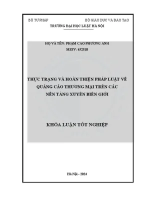Khóa luận tốt nghiệp thực trạng và hoàn thiện pháp luật về quảng cáo thương mại trên các nền tảng xuyên biên giới