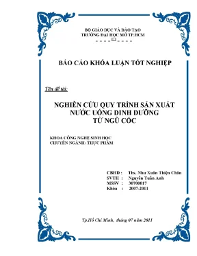 Nghiên cứu quy trình sản xuất nước uống dinh dưỡng từ ngũ cốc