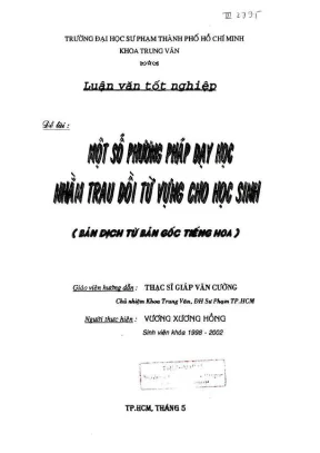 Khóa luận tốt nghiệp một số phương pháp dạy học nhằm trau dồi từ vựng cho học sinh