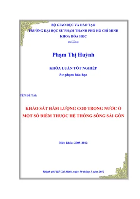 Khóa luận tốt nghiệp hóa học khảo sát hàm lượng cod trong nước ở một số điểm thuộc hệ thống sông sài gòn