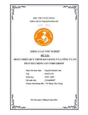 Nâng cao hiệu quả công tác bán hàng của công ty cổ phần bất động sản tobi group