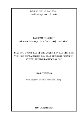Giáo dục ý thức bảo vệ chủ quyền biển đảo cho sinh viên học tập tại trung tâm giáo dục quốc phòng và an ninh trường đại học tây bắc