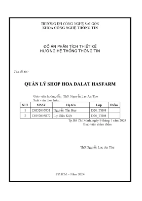 Đồ án phân tích thiết kế hướng hệ thống thông tin quản lý shop hoa dalat hasfarm