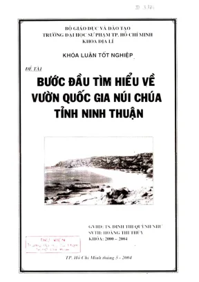 Khóa luận tốt nghiệp địa lý bước đầu tìm hiểu về vườn quốc gia núi chúa tỉnh ninh thuận