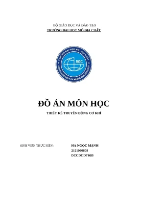 Đồ án môn học thiết kế truyền động cơ khí