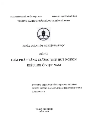Khóa luận tốt nghiệp giải pháp tăng cường thu hút nguồn kiều hối ở việt nam