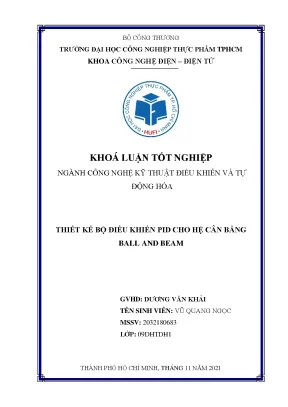 Bộ điều khiển pid cho hệ cân bằng ball and beam khoá luận tốt nghiệp bản đầy đủ full chỉ dùng cho mục đích tham khảo