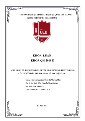 Khóa luận tốt nghiệp tài chính ngân hàng các nhân tố ảnh hưởng đến quyết định sử dụng thẻ tín dụng của người dân trên địa bàn hà nội hiện nay