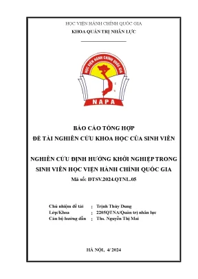 Đề tài nghiên cứu định hướng khởi nghiệp trong sinh viên học viện hành chính quốc gia