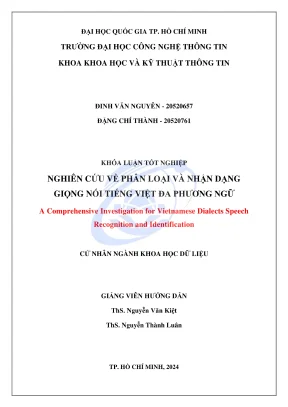 Khóa luận tốt nghiệp khoa học dữ liệu nghiên cứu về phân loại và nhận dạng giọng nói tiếng việt đa phương ngữ