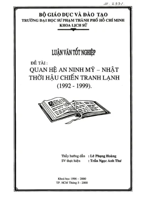 Khóa luận tốt nghiệp lịch sử quan hệ an ninh mỹ nhật thời hậu chiến tranh lạnh 1992 1999