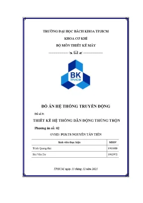 Đồ án hệ thống truyền động đề số 9 thiết kế hệ thống dẫn động thùng trộn