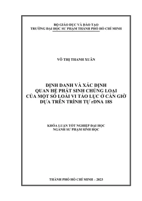 Khóa luận tốt nghiệp sư phạm sinh học định danh và xác định quan hệ phát sinh chủng loại của một số loài vi tảo lục ở cần giờ dựa trên trình tự rdna 18s