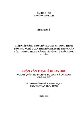 Luận văn nâng cao chất lượng chương trình đào tạo nghề quản trị khách sạn trình độ trung cấp