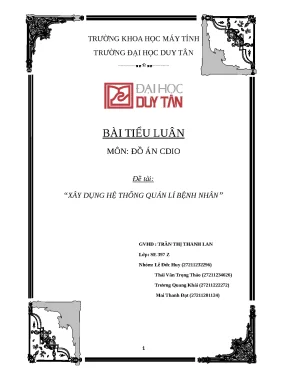 Tiểu luận môn đồ án cdio đề tài xây dụng hệ thống quản lí bệnh nhân