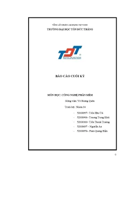 Báo cáo cuối kỳ công nghệ phần mềm đồ án tập trung vào việc phát triển một phần mềm toàn diện nhằm tối ưu hóa quá trình quản lý kho theo dõi doanh thu của cửa hàng bánh abc bakery