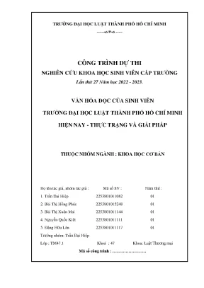 Văn hóa đọc của sinh viên trường đại học luật thành phố hồ chí minh hiện nay thực trạng và giải pháp