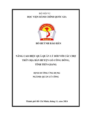Nâng cao hiệu quả quản lý đối với các chợ trên địa bàn huyện gò công đông tỉnh tiền giang