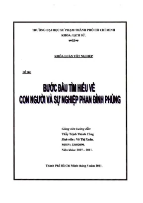 Khóa luận tốt nghiệp lịch sử bước đầu tìm hiểu về con người và sự nghiệp phan đình phùng