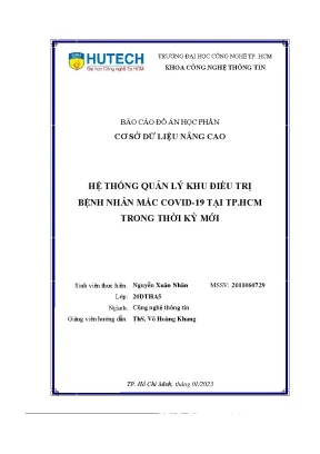 Hệ thống quản lý khu điều trị bệnh nhân mắc covid 19 tại tp hcm trong thời kỳ mới