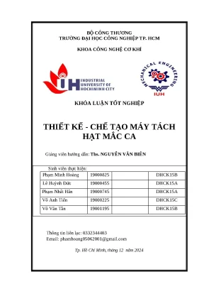 Khóa luận tốt nghiệp thiết kế chế tạo máy tách hạt mắc ca