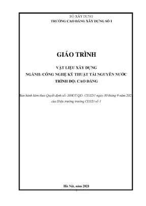 Giáo trình vật liệu xây dựng ngành công nghệ kỹ thuật tài nguyên nước cao đẳng