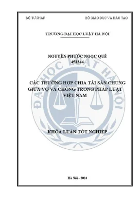 Khóa luận tốt nghiệp các trường hợp chia tài sản giữa vợ và chồng theo pháp luật việt nam