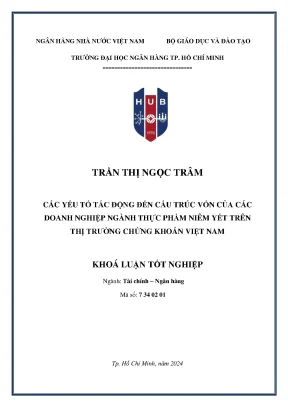 Các yếu tố tác động đến cấu trúc vốn của các doanh nghiệp ngành thực phẩm niêm yết trên thị trường chứng khoán việt nam