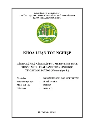 Khóa luận tốt nghiệp công nghệ sinh học đánh giá khả năng hấp phụ methylene blue trong nước thải bằng than sinh học từ cây mai dương mimosa pigra l