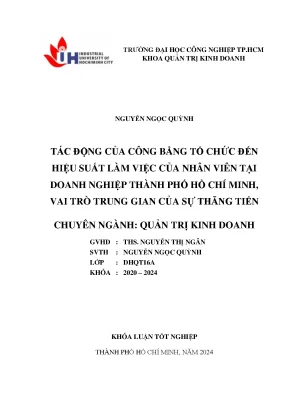 Khóa luận tốt nghiệp tác động của công bằng tổ chức đến hiệu suất làm việc của nhân viên tại doanh nghiệp thành phố hồ chí minh vai trò trung gian của sự thăng tiến