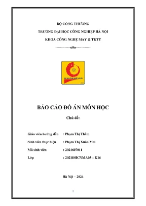 Báo cáo đồ án môn học nghiên cứu sản phẩm đơn hàng và thiết kế kĩ thuật