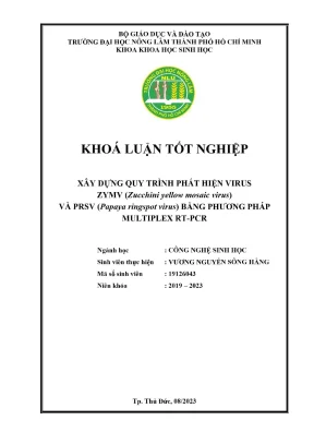Khóa luận tốt nghiệp công nghệ sinh học xây dựng quy trình phát hiện virus zymv zucchini yellow mosaic virus và prsv papaya ringspot virus bằng phương pháp multiplex rt pcr