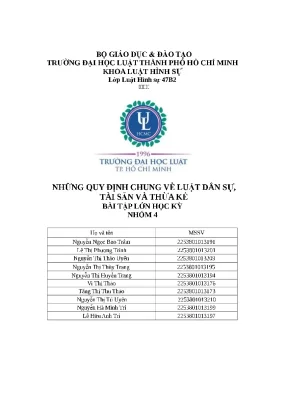 Những quy định chung về luật dân sự tài sản và thừa kế bài tập lớn học kỳ