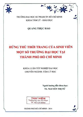 Khóa luận tốt nghiệp tâm lý học hứng thú thời trang của sinh viên một số trường đại học tại thành phố hồ chí minh
