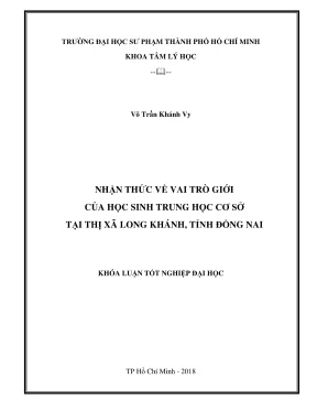 Khóa luận tốt nghiệp tâm lý học nhận thức về vai trò giới của học sinh trung học cơ sở tại thị xã long khánh tỉnh đồng nai