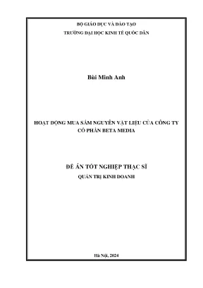 Hoạt động mua sắm nguyên vật liệu của công ty cổ phần beta media