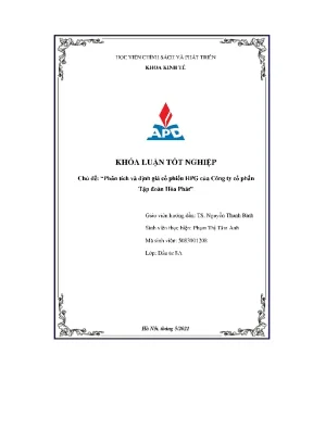 Khóa luận tốt nghiệp phân tích và định giá cổ phiếu hpg của công ty cổ phần tập đoàn hòa phát
