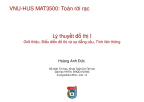 Vnu hus mat3500 toán rời rạc lý thuyết đồ thị i giới thiệu biểu diễn đồ thị và sự đẳng cấu tính liên thông