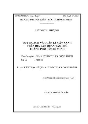 Lvts 2010 quy hoạch và quản lý cây xanh trên địa bàn quận tân phú thành phố hồ chí minh