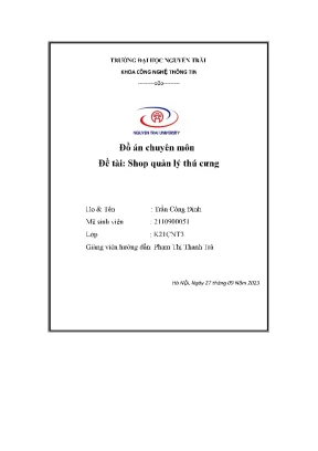 Đồ án chuyên môn đề tài shop quản lý thú cưng