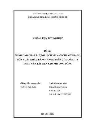 Nâng cao chất lượng dịch vụ vận chuyển hàng hóa nhập khẩu bằng đường biển của công ty tnhh vận tải biển sao phương đông