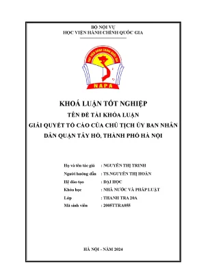 Giải quyết tố cáo của chủ tịch ủy ban nhân dân quận tây hồ thành phố hà nội 3