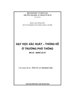 Dạy học xác suất thống kê ở trường phổ thông