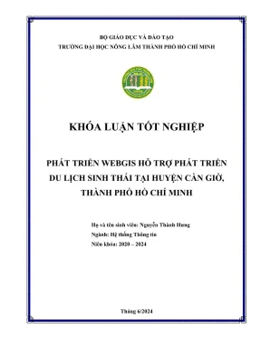 Khóa luận tốt nghiệp hệ thống thông tin phát triển webgis hỗ trợ phát triển du lịch sinh thái tại huyện cần giờ thành phố hồ chí minh
