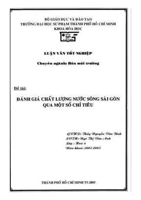 Khóa luận tốt nghiệp hóa học đánh giá chất lượng nước sông sài gòn qua một số chỉ tiêu