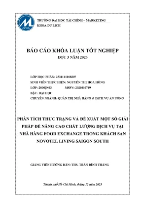 Báo cáo khóa luận tốt nghiệp phân tích thực trạng và đề xuất một số giải pháp để nâng cao chất lượng dịch vụ tại nhà hàng food exchange trong khách sạn novotel living saigon south