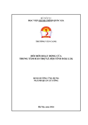 Đổi mới hoạt động của trung tâm bảo trợ xã hội tỉnh đắk lắk