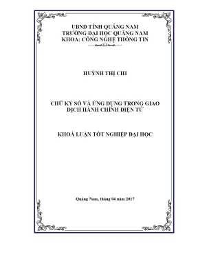 Chữ ký số và ứng dụng trong giao dịch hành chính điện tử