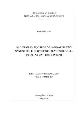 Khóa luận tốt nghiệp lâm học đặc điểm lâm học rừng gỗ lá rộng thường xanh nghèo kiệt ở tiểu khu 21 vườn quốc gia lò gò xa mát tỉnh tây ninh
