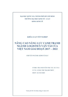 Phân tích cạnh tranh của ngành logistics vận tải của việt nam giai đoạn 2017 2022